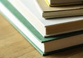 Closeup of stack of antique books educational, academic and literary concept Royalty Free Stock Photo