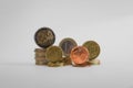 Closeup of stack of Euro coins