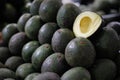 Closeup of a stack of fresh avocados
