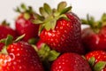 Closeup of stack of fresh red strawberries