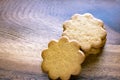 Stack of ginger cookies on wooden background