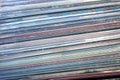 Closeup of stack of old vinyl records in covers Royalty Free Stock Photo