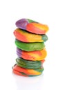 Closeup stack of rainbow bagels