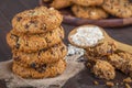 Stack of Raisin Nut Oatmeal Cookies Royalty Free Stock Photo