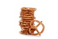 Closeup stack of salted pretzels Royalty Free Stock Photo