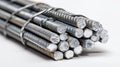 Closeup stack of steel rebar rods showing industrial texture. Royalty Free Stock Photo