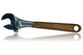 Closeup of a Stainless Steel Adjustable Wrench with Rusty Handle Royalty Free Stock Photo