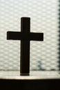 Closeup of standing black cross