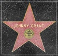 Closeup of Star on the Hollywood Walk of Fame for Johnny Grant