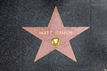 Closeup of Star on the Hollywood Walk of Fame for Matt Damon Royalty Free Stock Photo