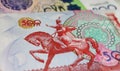 Closeup of Statue of Amir Temur (Tamerlane) in Tashkent on Uzbekistan 500 Sum currency banknote issued 1999 Royalty Free Stock Photo