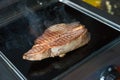 closeup steak on the grill