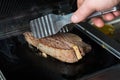 Closeup steak on the grill