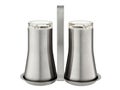 Closeup steel jars of salt and pepper shaker