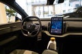 closeup steering wheel, instrument panel, dashboard, display electric Volvo EX30 Swedish automaker Volvo Cars, automotive industry