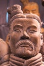 Closeup of stern officer face at Terracotta Army excavation hall, Xian, China