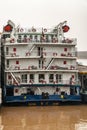 Closeup of stern of passenger river boat, Fengdu, China