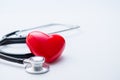 Closeup Stethoscope with red heart, healthcare heart check concept Royalty Free Stock Photo