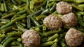 Closeup stewed noisettes with french bean