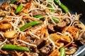 Closeup of Stir-fry in a skillet being Cooking to perfection. Royalty Free Stock Photo