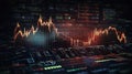 Closeup of a stock market chart background with octane lighting