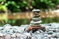 Stone balance in border river Royalty Free Stock Photo