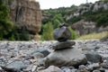 stone balance in the dry river Royalty Free Stock Photo