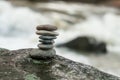 Stone balance on rock in border river Royalty Free Stock Photo