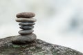 Stone balance on rock in border river Royalty Free Stock Photo