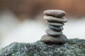 Stone balance on rock in border river Royalty Free Stock Photo