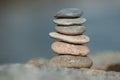 stone balance on rock in border river Royalty Free Stock Photo