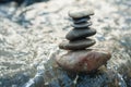 stone balance on rock in the river Royalty Free Stock Photo