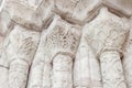 Closeup of stone columns, pilars of a medieval gothic church building in Coimbra town, Porugal, Europe. Architectural Royalty Free Stock Photo