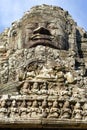 Closeup stone face of prasat Bayon temple, Angkor Thom, Cambodia Royalty Free Stock Photo