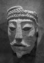 Closeup of the stone head mask originating from Comalcalco, Tabasco, Mexico, Mayan Civilization Royalty Free Stock Photo