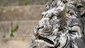 Closeup of stone lion sculpture of Castillo de Peles, Rumania