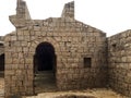 Closeup of stone wall of ancient Hindu shiva temple Royalty Free Stock Photo