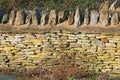 Close up of a dry stone wall for background. Royalty Free Stock Photo