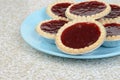 Closeup strawberry tarts on a plate