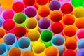 Closeup straws in various designs, colors