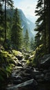 Closeup Stream Running Through Forest Filled Rocks in Swiss Alps