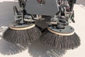 Closeup street sweeper machine