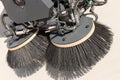 Closeup street sweeper machine