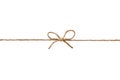 Closeup string or twine tied in a bow isolated on white Royalty Free Stock Photo