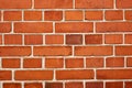 Closeup of a strong red brick wall and copy space on exterior of a home, house or city building. Texture and detail Royalty Free Stock Photo