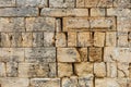 Closeup of structure of ancient stony wall. Natural background Royalty Free Stock Photo