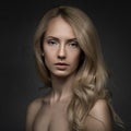 Closeup studio portrait of beauty blond woman Royalty Free Stock Photo