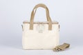 Closeup studio shot of cream beige color multifunction multipurpose utility square shape temperature control zipper newborn baby