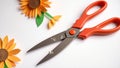A CloseUp Study of a Failed Paper Craft Project Broken Scissors and Sunflowers A Creative Design Mockup Royalty Free Stock Photo