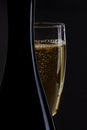 Closeup of stylish champagne flute filled with Royalty Free Stock Photo